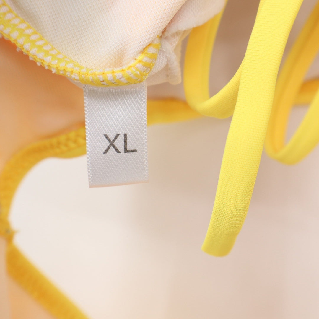 Yellow Cutout Lace Up Back One Piece Swimsuit High Cut XL