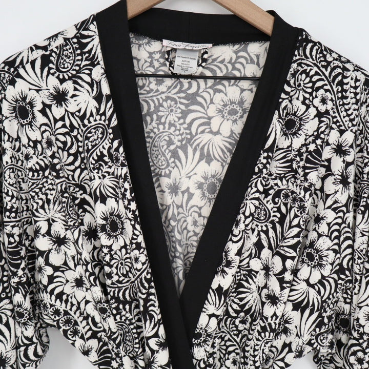 Linea Donatella 3-PC Pajamas Set Womens Large Black Floral Stretch Sleepwear