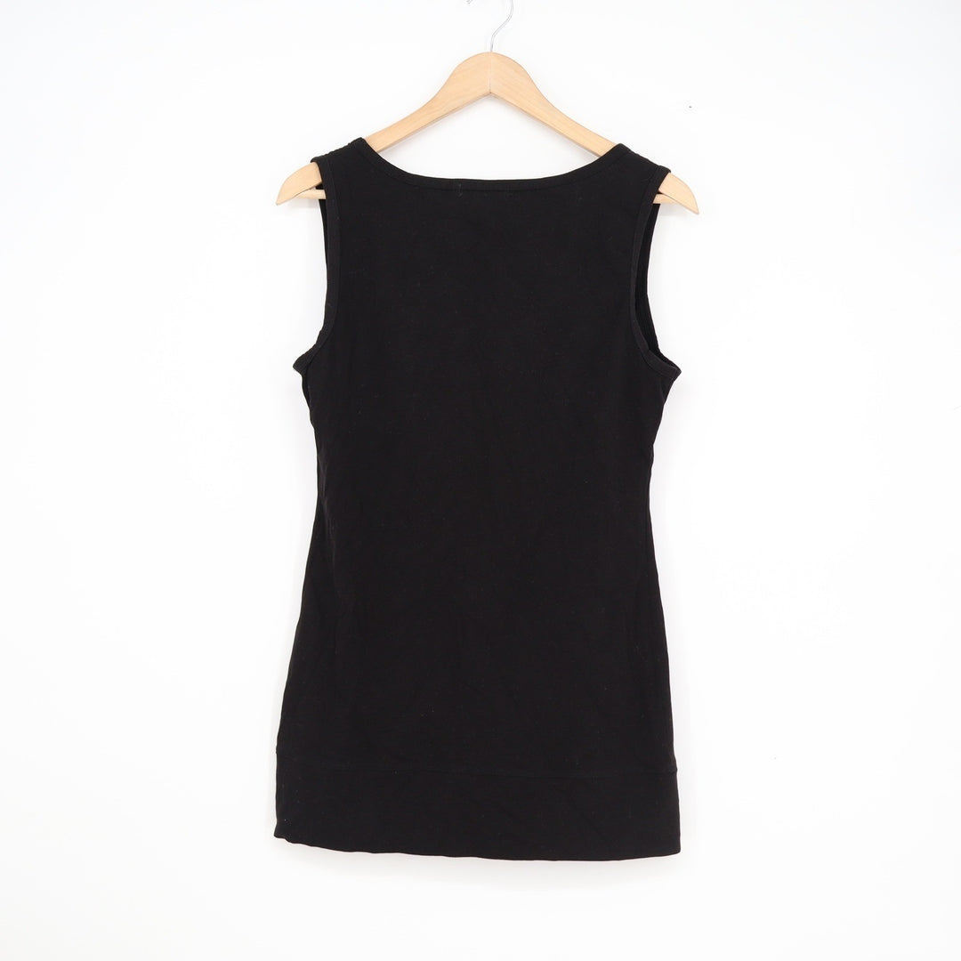 Moxeay Womens Black Scoop Neck Tank Top Cotton Stretch Size M