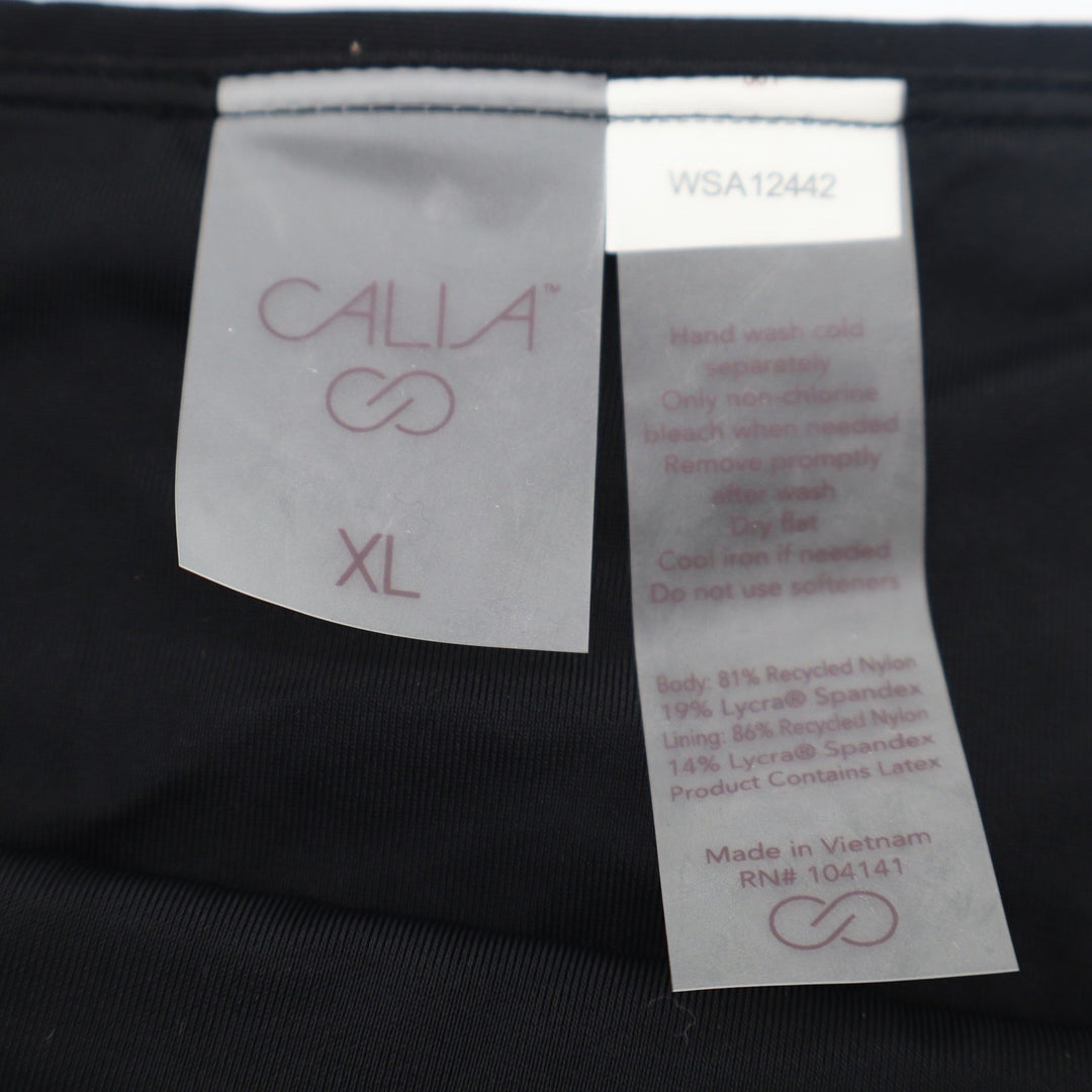Calia Womens XL Black Solid Bikini Swim Bottom Recycled Nylon Lycra