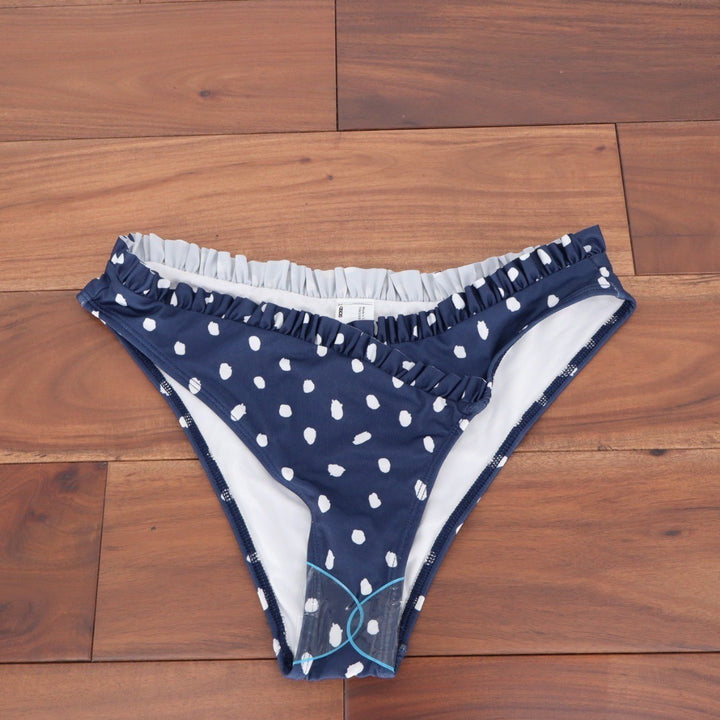 ASOS DESIGN Navy Polka Dot Ruffle Bikini Bottoms Swimsuit Size US 6
