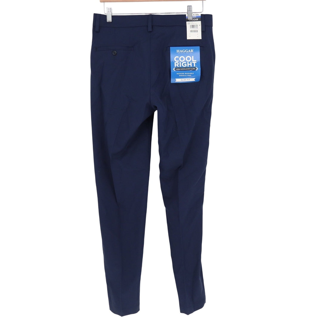 Haggar Cool Right Performance Flex Slim Fit Pants 32x32 Midnight Blue