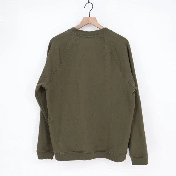 American Giant Midweight Sweatshirt Mens M Olive Green Cotton Snap Henley Neck