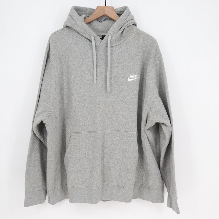 Nike Sportswear Club Hoodie Mens 2XL Heather Gray Cotton Fleece Lined Pullover