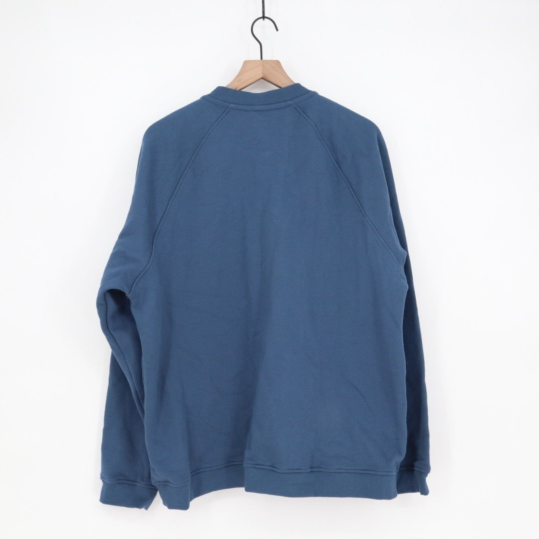 American Giant Midweight Sweatshirt Men XL Blue Cotton Raglan Sleeve Snap Henley