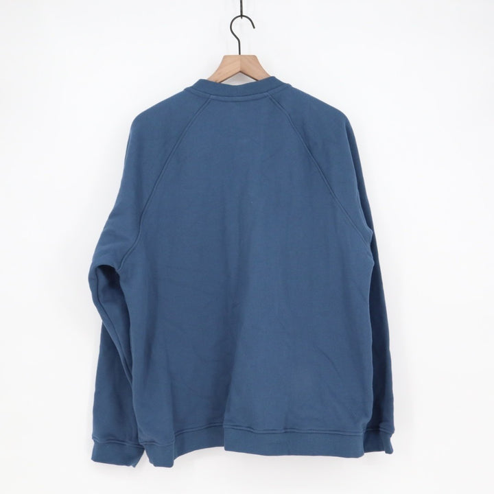 American Giant Midweight Sweatshirt Men XL Blue Cotton Raglan Sleeve Snap Henley