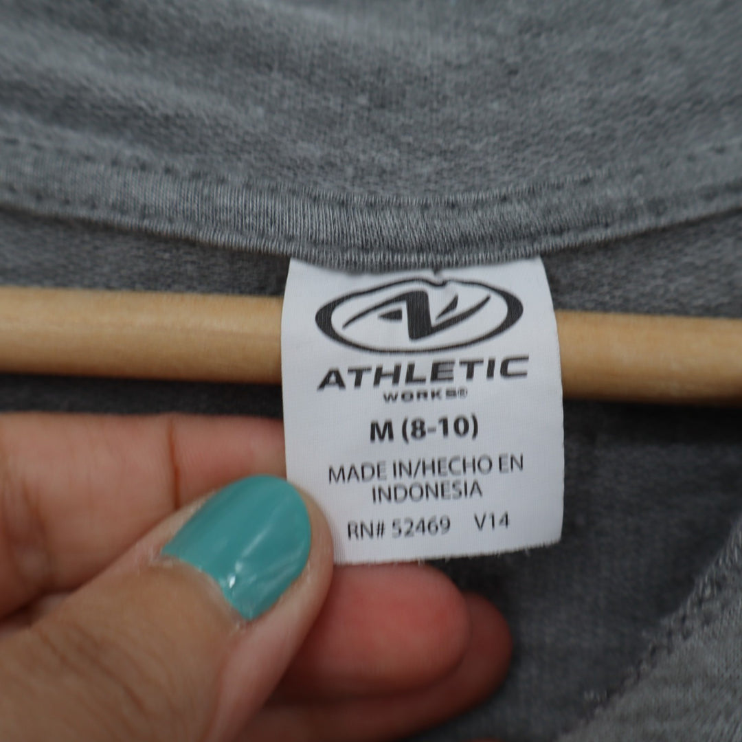Athletic Work Hoodie Womens Medium(8-10) Heather Gray Stretch Thumb Hole Sleeve