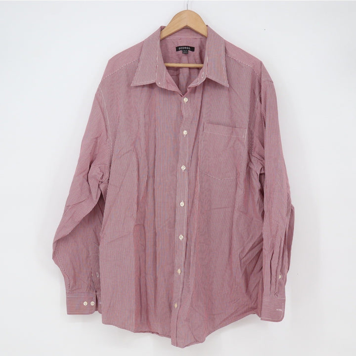 George Button-down Mens 2XL Burgundy Gingham Long Sleeve Excellent