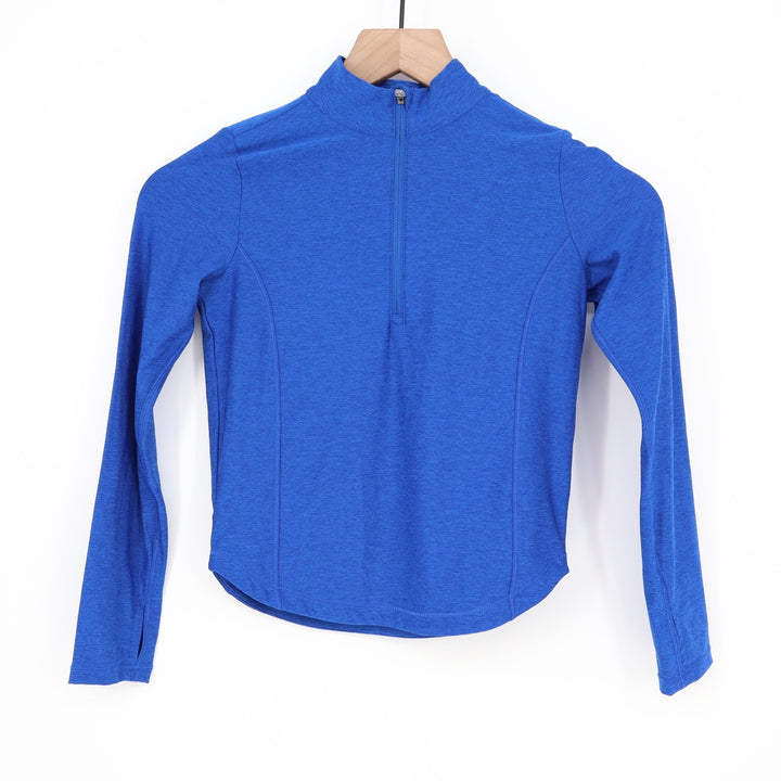 DSG Girls XS Royal Blue Heather Movement 1/4 Zip Long Sleeve Athletic Top