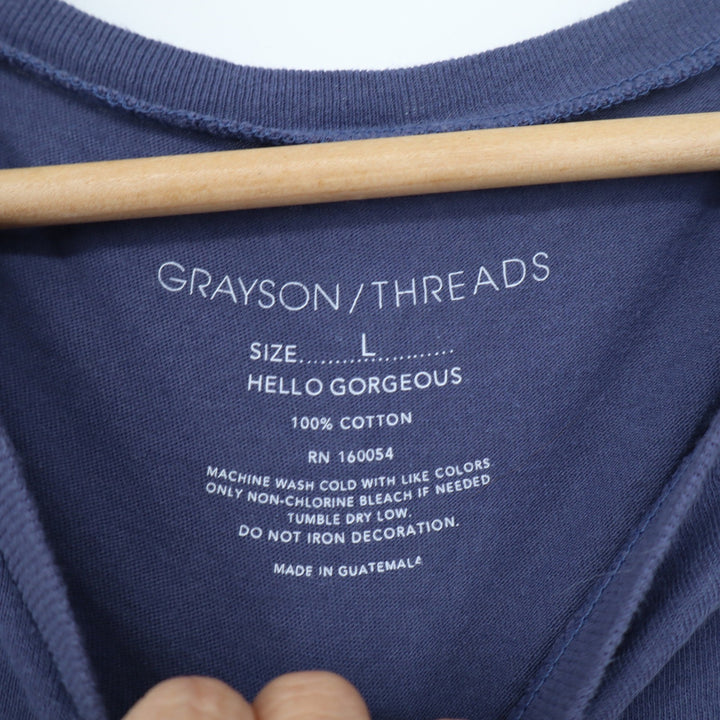 Grayson Threads Womens USA Graphic T-Shirt Navy Blue Cotton Size L
