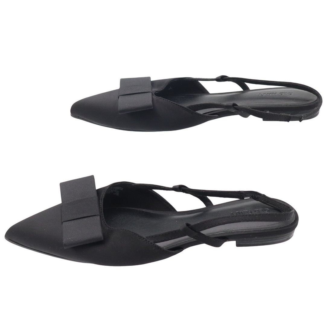 Old Navy Womens Black Satin Pointed Toe Bow Slingback Flats Size 8.5