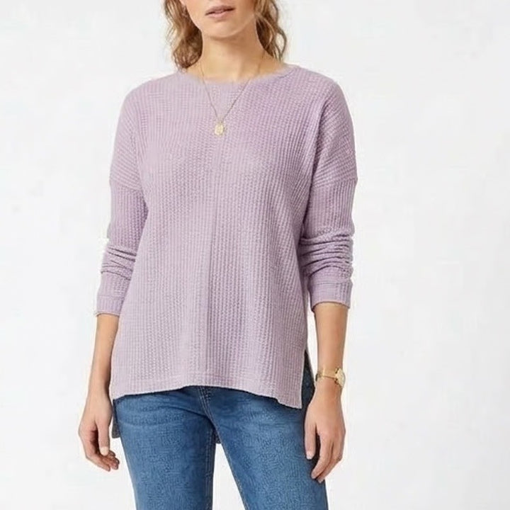 American Eagle Outfitters Sweater Womens Large Purple Waffle Knit Long Sleeve