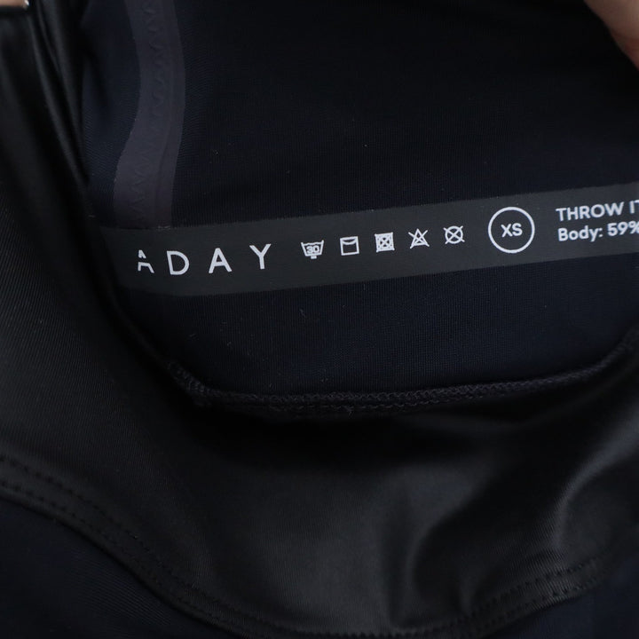 ADAY Throw It Higher Leggings Navy Blue High Rise Zipper Pockets XS