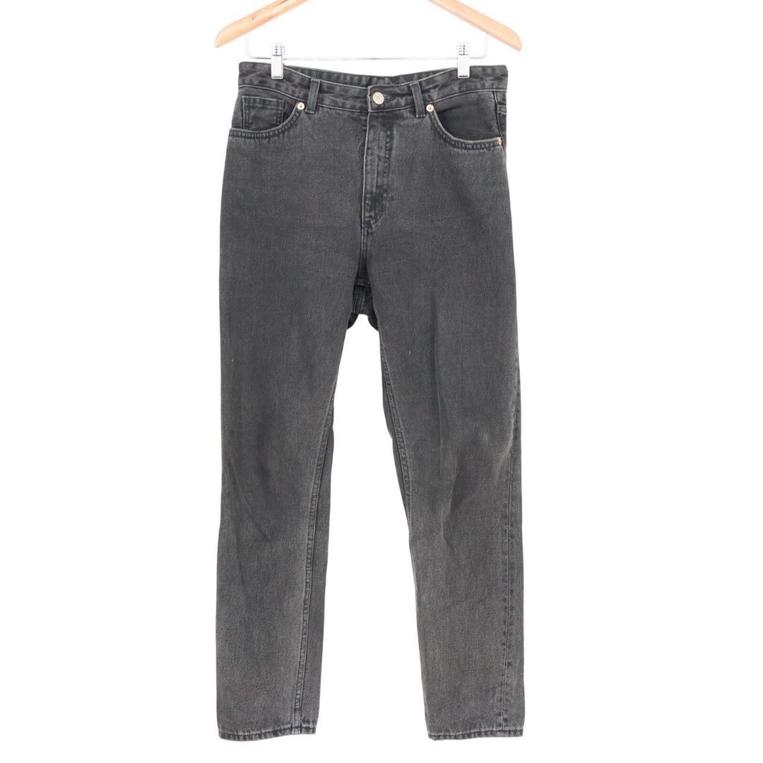Monki Kimomo Mom Jeans Womens 30 Faded Black Denim Cotton High Rise Relaxed Fit