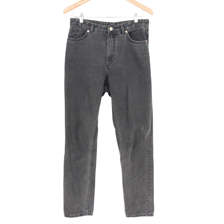 Monki Kimomo Mom Jeans Womens 30 Faded Black Denim Cotton High Rise Relaxed Fit