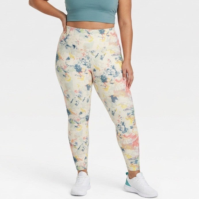 Old Navy Powerchill Ankle Leggings Womens L Multi Tye Dye Extra High Rise Active