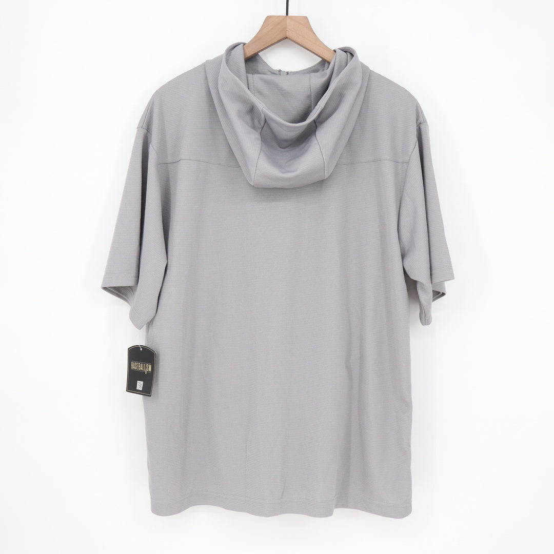 Baseballism Bat Bros BP Tee Mens Large Grey Short Sleeve Quarter Zip Hoodie