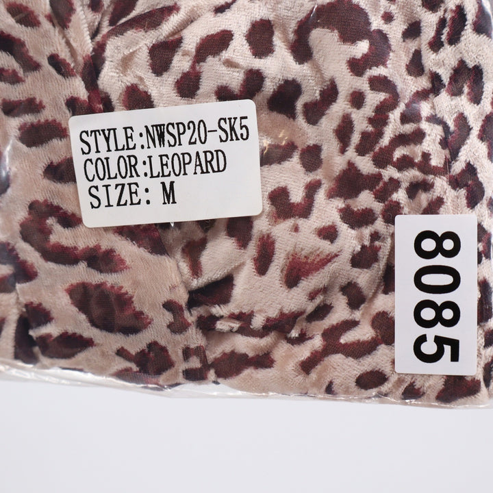 Naked Wardrobe Leopard Print Velvet Mini Skirt Draped Ruffle Medium