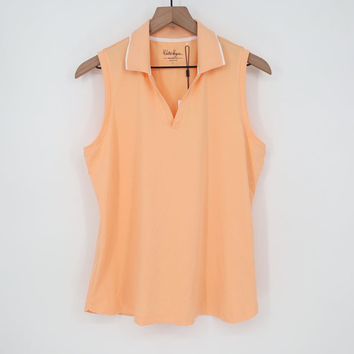 Walter Hagen P11 Sleeveless Johnny Golf Polo Shirt Peach Fuzz Womens Large