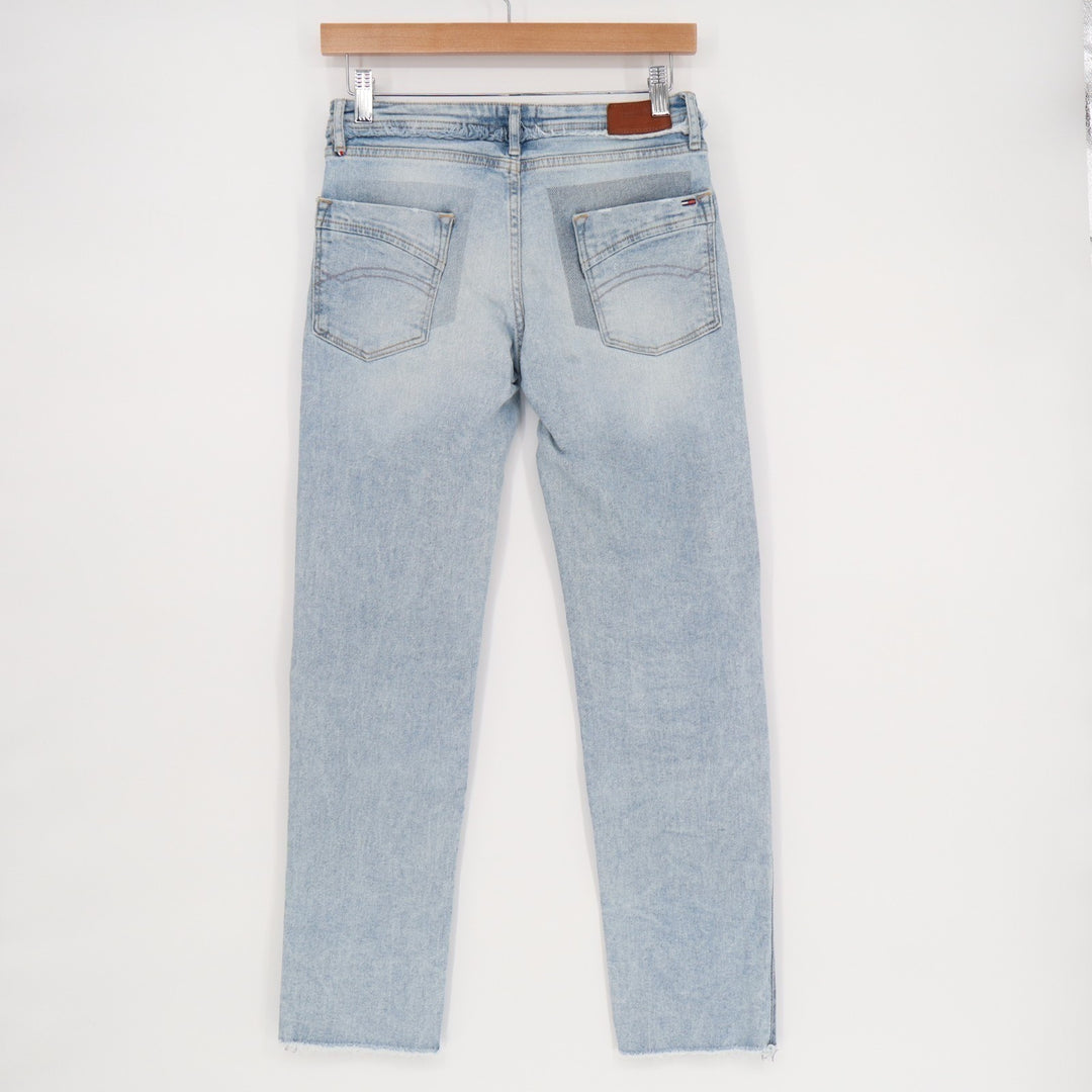 Tommy Hilfiger Straight Jeans Womens 24x32 Blue Two Tone Denim Cotton Stretch