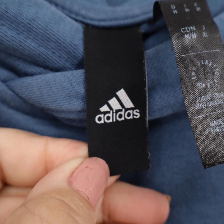 Adidas Mens Pullover Hoodie Dusty Blue Speckled Logo Sweatshirt Medium