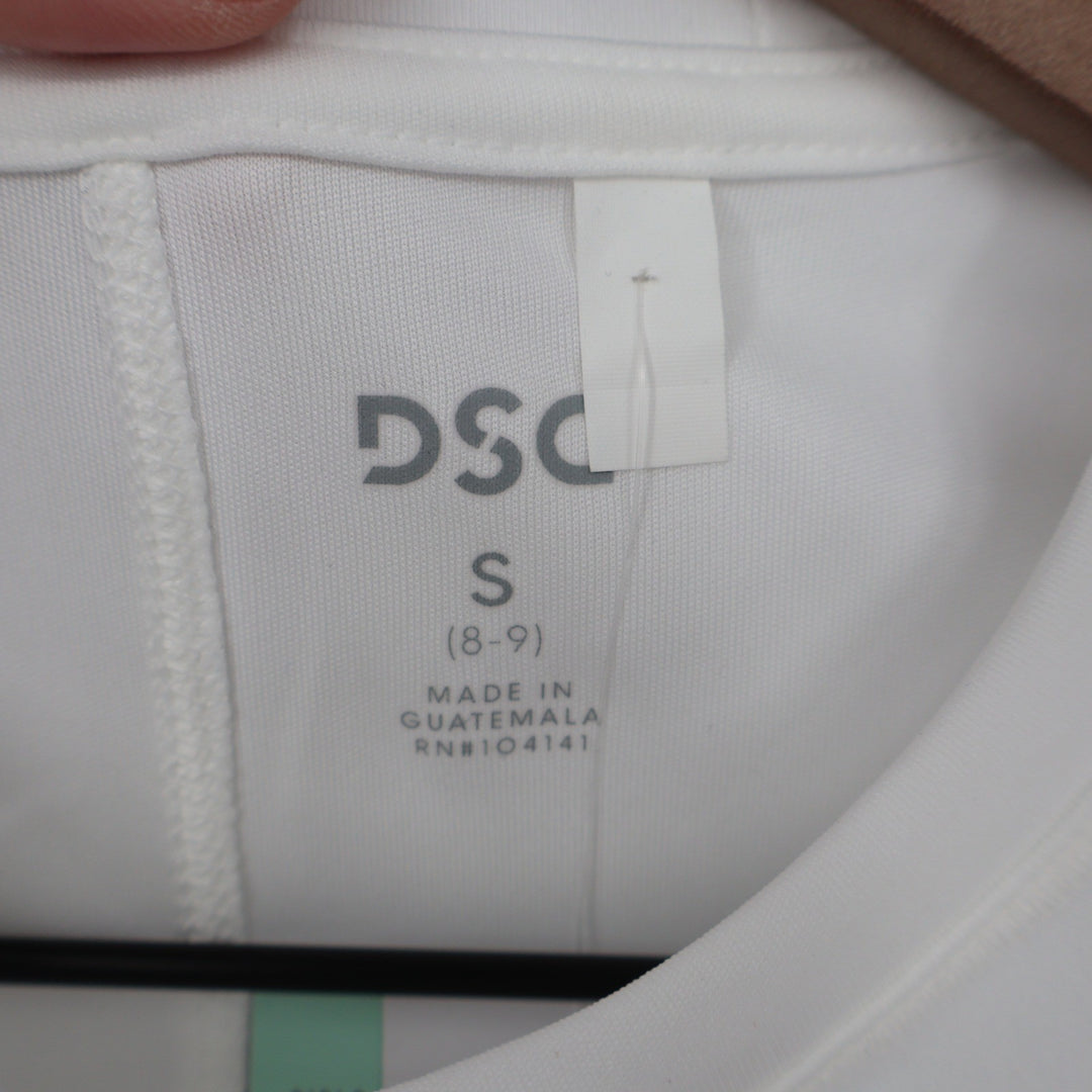 DSG Girls Movement Tee Pure White Athletic Short Sleeve Shirt Size S 8-9
