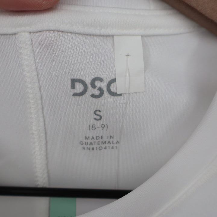 DSG Girls Movement Tee Pure White Athletic Short Sleeve Shirt Size S 8-9