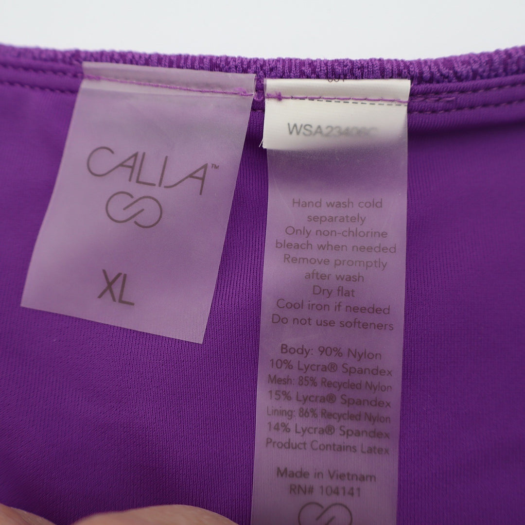CALIA Womens High Rise Swim Bottom Purple Punch Texture Lycra XL