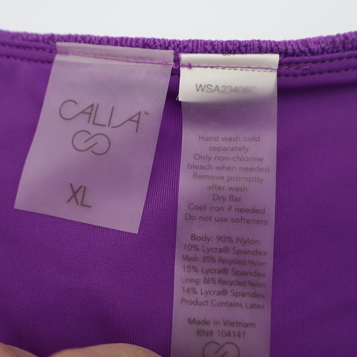 CALIA Womens High Rise Swim Bottom Purple Punch Texture Lycra XL