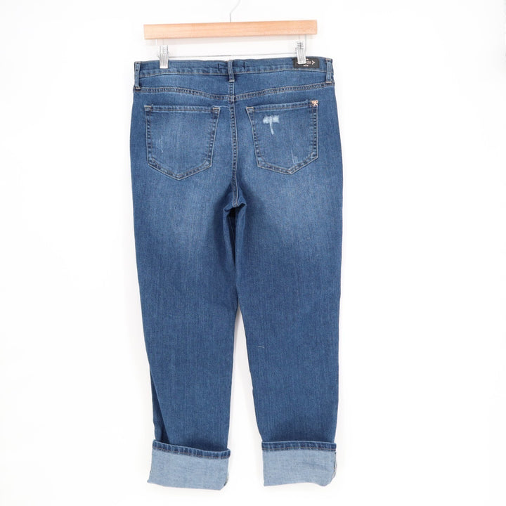 Nanette Lepore Amour Slim Boyfriend Jeans Women's W32 Blue Denim Cotton Stretch