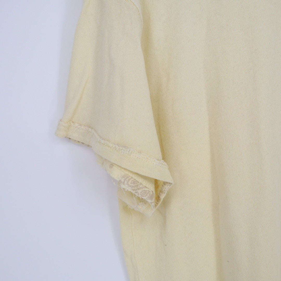 We The Free Distressed Cream Yellow Oversized Pocket Tee T Shirt Medium
