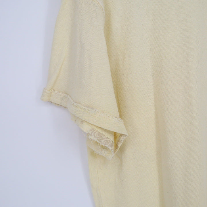 We The Free Distressed Cream Yellow Oversized Pocket Tee T Shirt Medium
