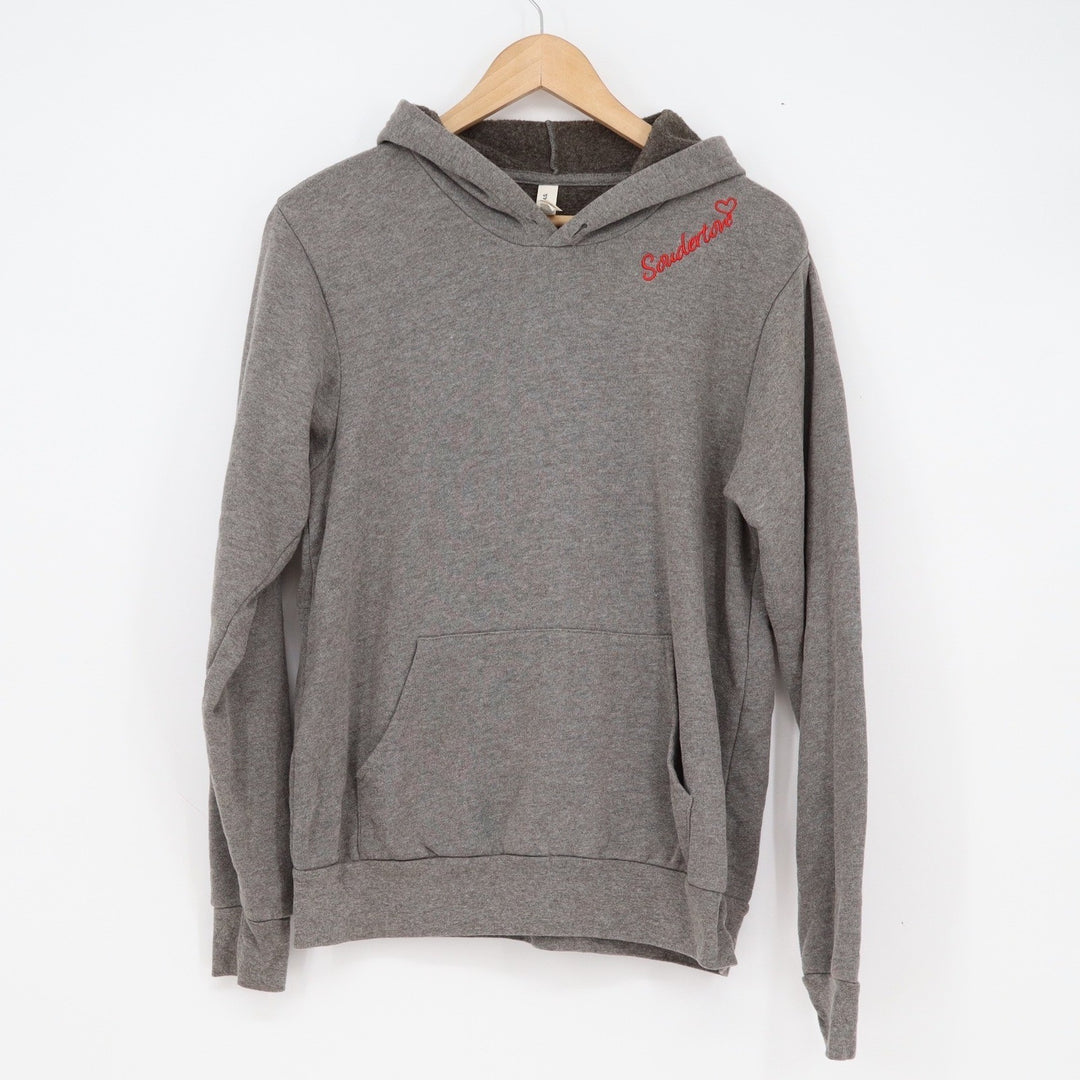 Bella Canvas Souderton Embroidered Hoodie Gray Fleece Pullover Sweatshirt M