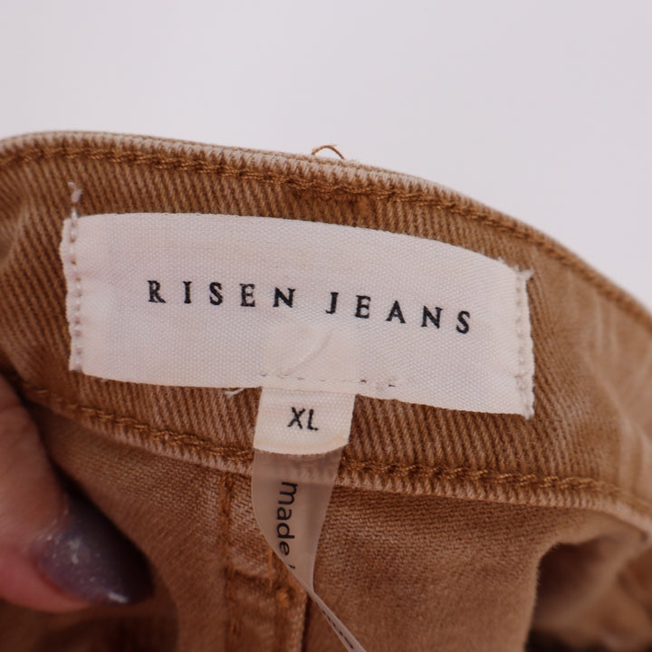 Risen Jeans Cutoff Shorts Womens XL Brown Cotton Stretch 5-Pockets High Rise