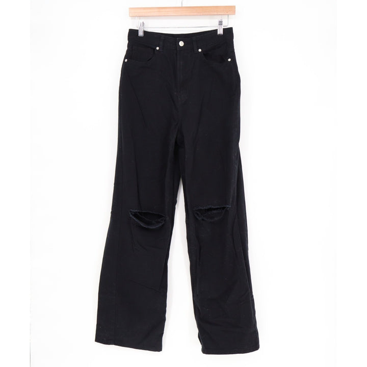 Divided By H&M Skinny Jeans Womens 4 Black Cotton High Rise Distressed Zip Fly