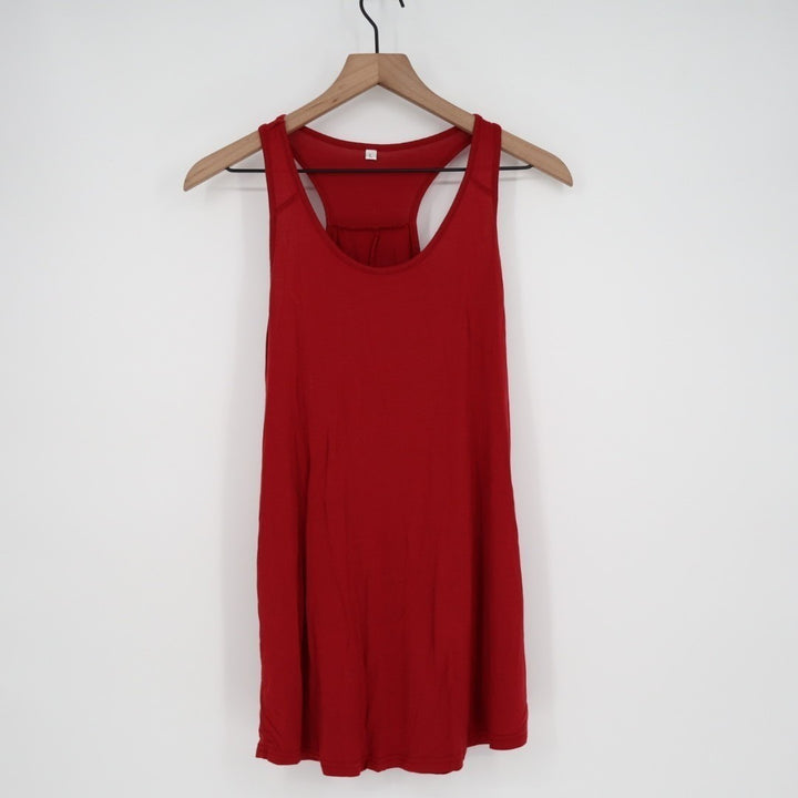Tank Top Womens Large Red Stretch Pleated Racerback Sleeveless Pullover Workout