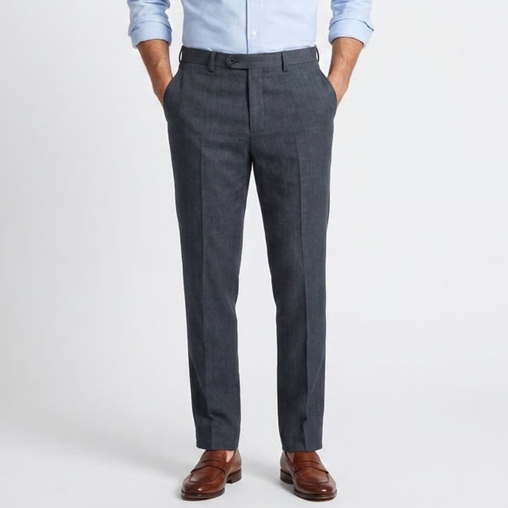 Haggar H26 Mens Dress Pants Blue Textured Straight Leg Trousers 34x34