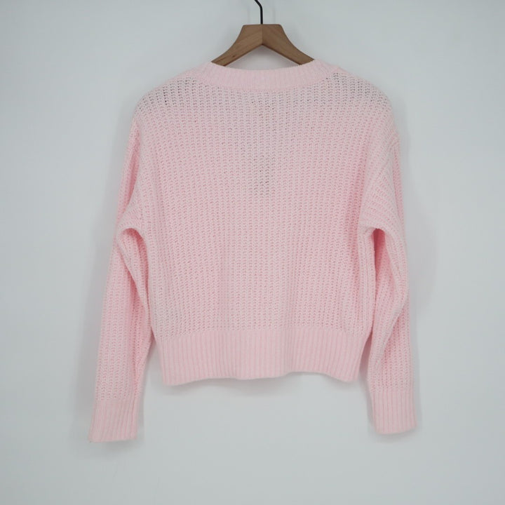 State of Day Intimates Crop Pajama Top Womens S Baby Pink Waffle Knit Sleepwear