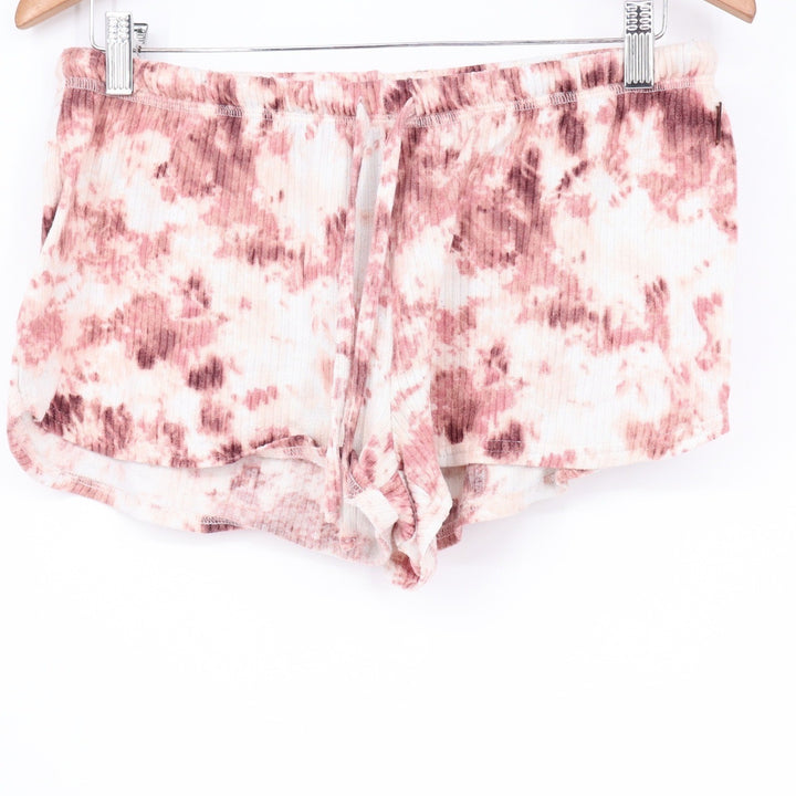 Danskin Womens Mauve Pink Tie Dye Ribbed Lounge Pajama Shorts Large