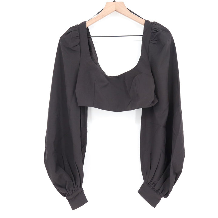Naked Wardrobe The Statement Black Puff Sleeve Crop Top M