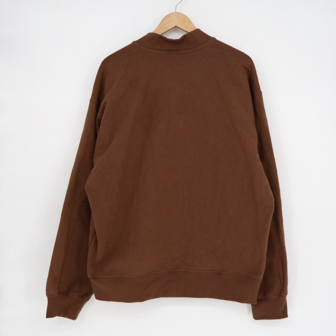 American Giant Bomber Jacket Mens Large Brown Logo Fleece Lined Cotton Full Zip