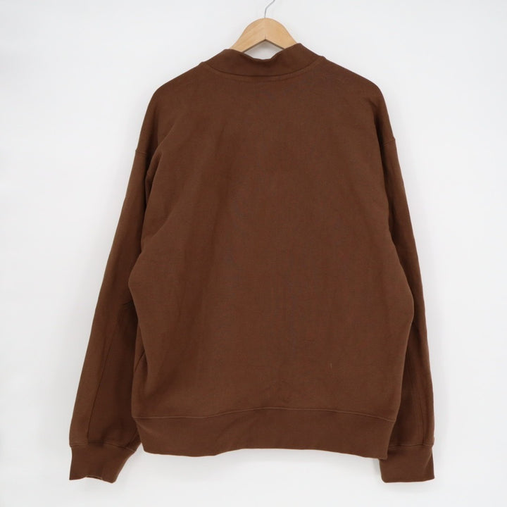 American Giant Bomber Jacket Mens Large Brown Logo Fleece Lined Cotton Full Zip