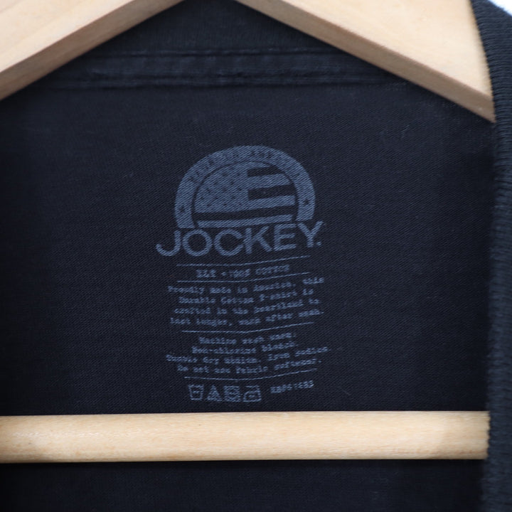 Jockey Mens XL Black Short Sleeve Crew Neck 100% Cotton T-Shirt Made in USA