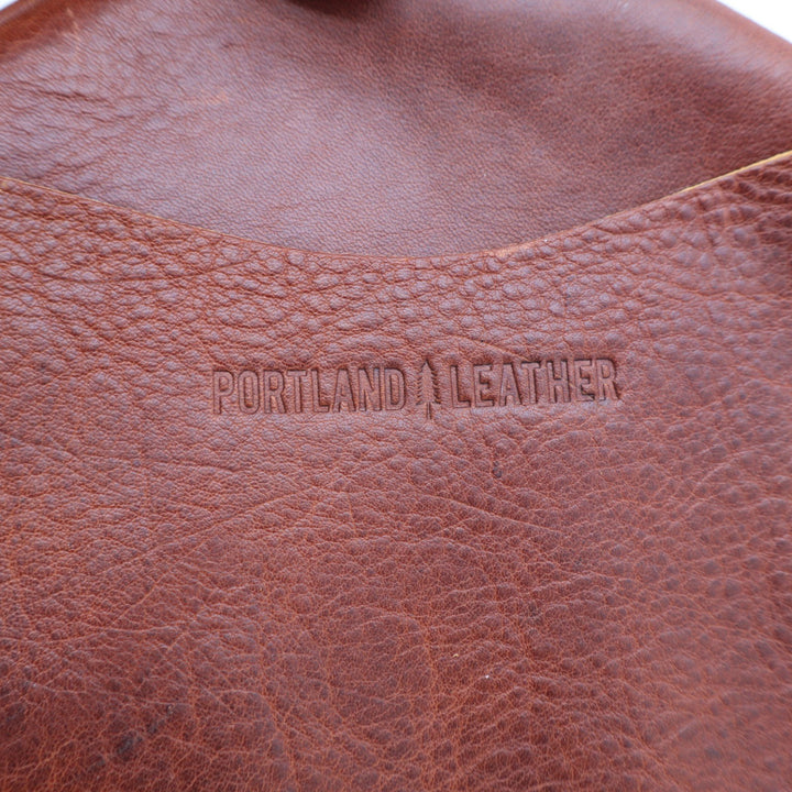 Portland Leather Goods Circle Crossbody Bag Cognac Brown Leather Round Purse