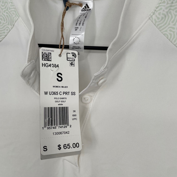 Adidas Womens Golf Polo Shirt White Short Sleeve W U365 C PRT SS HG4504 Sz S