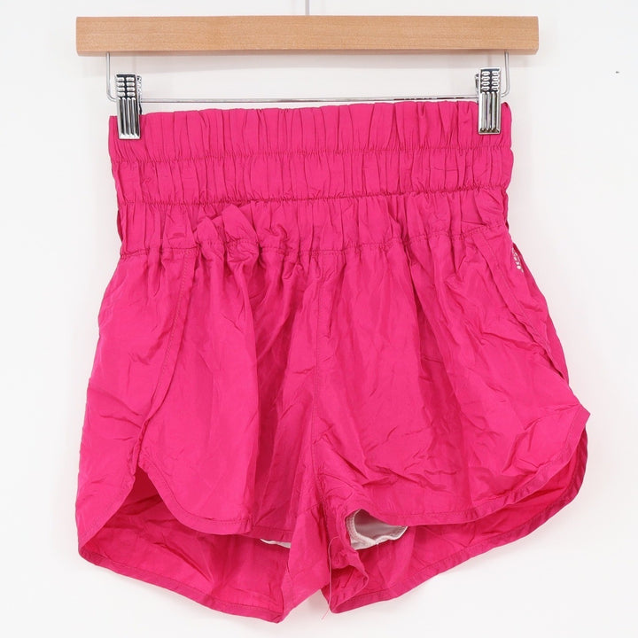 Free People Movement Way Home Shorts Pink Smocked High Waist Athletic Small