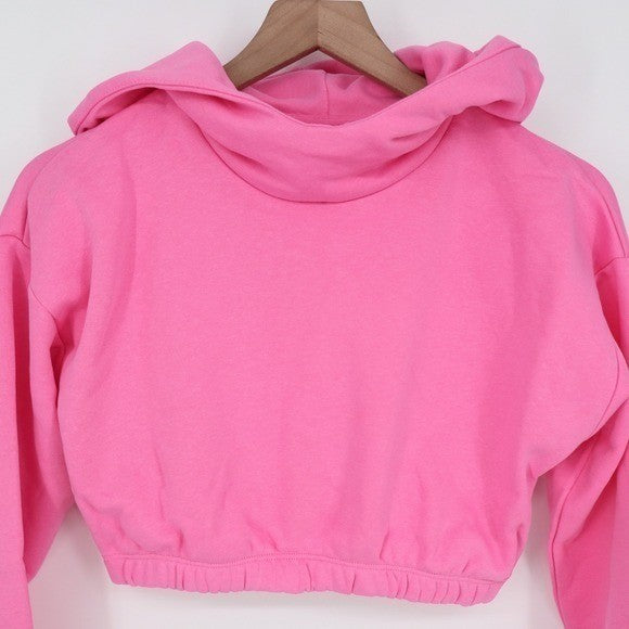 Naked Wardrobe Pink Cropped Hoodie Sweatshirt XS