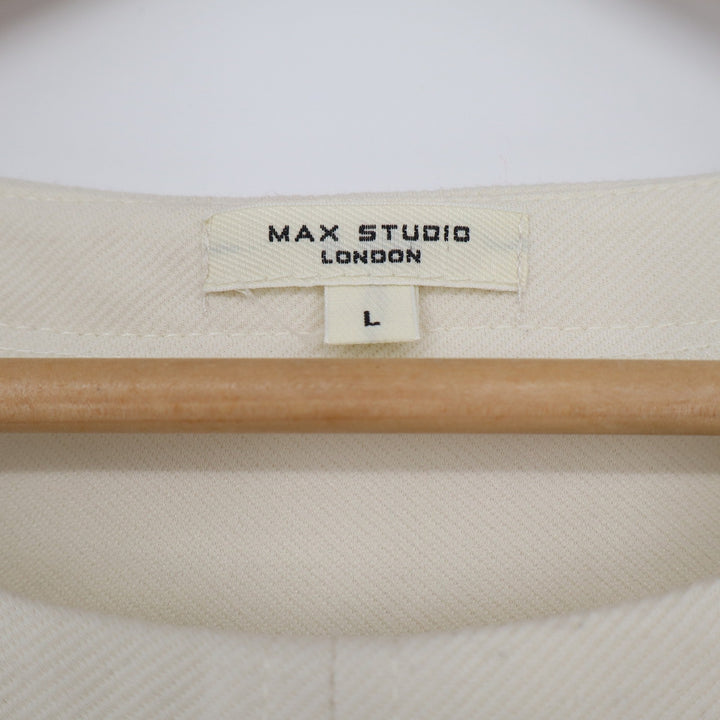 Max Studio London Cream Textured Twill Sleeveless Shell Top Large