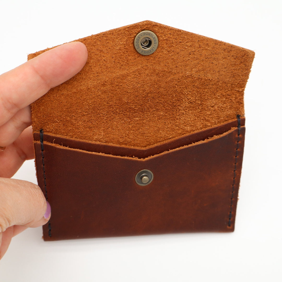 Portland Leather Goods Womens Envelope Wallet Brown Finest Full-Grain Leather