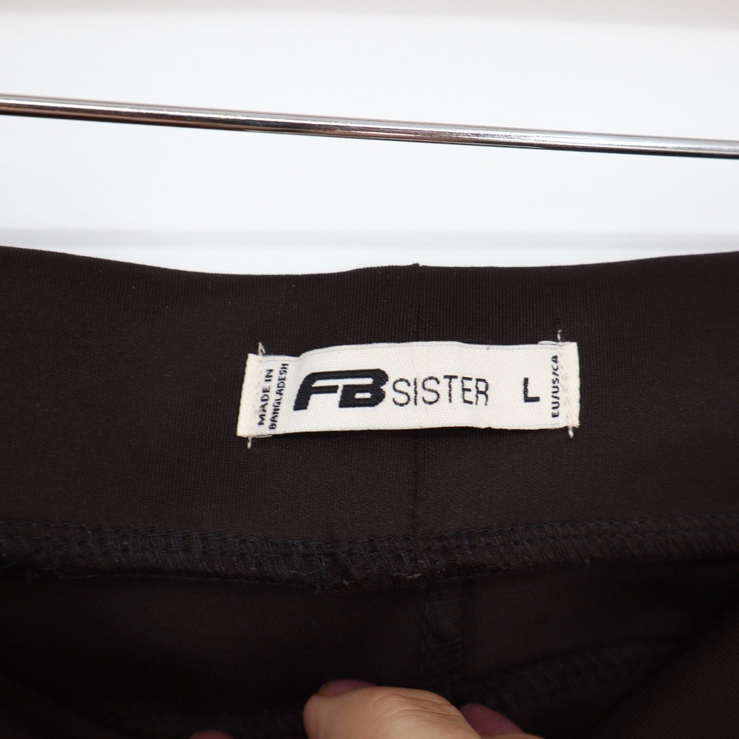 FB Sister Black Pintuck Seam Flare Leg Pull On Trousers Size Large L